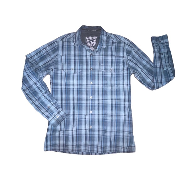 Men’s Kuhl Long Sleeve Button Down Shirt Blue Plaid Size Small - Picture 7 of 11